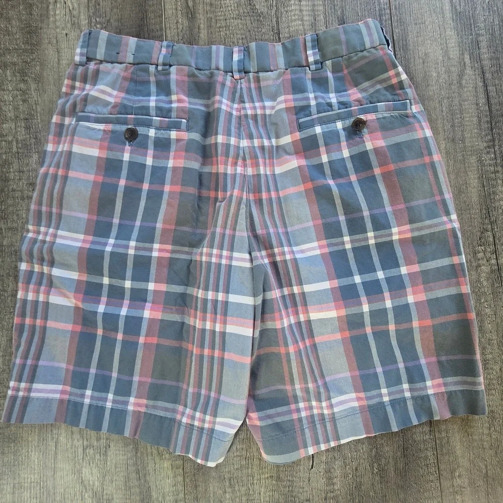 Brooks Brothers Mens Blue Pink Plaid India Madras Bermuda Shorts W32 Classic Fit